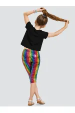 Renkli Varak Kız Çocuk Crop T-shirt Tayt Takım