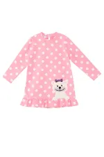 Ayıcık Kız Bebek Puantiyeli Pembe Elbise