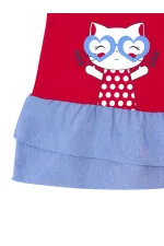 Robe rouge pour fille avec volants de chat