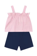 Baby Girl Pink Muslin Blouse and Shorts Set
