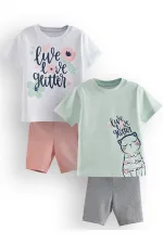 Ensemble pyjama 2 pièces pour fille à fleurs