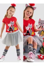 Ensemble T-shirt et jupe tutu en tulle « Meilleurs chats amis » pour fille