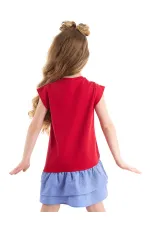 Robe rouge pour fille avec volants de chat