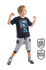 T-rex Info Erkek Çocuk T-shirt Kapri Şort Takım