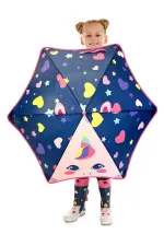 Kalpli Unicorn Kız Çocuk Lacivert Şemsiye