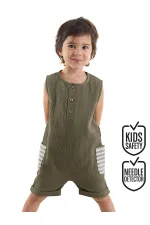 Erkek Bebek Çocuk Yeşil Müslin Tulum