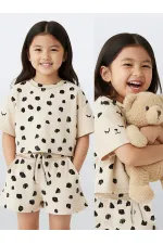 Ensemble short et t-shirt en éponge à imprimé léopard pour fille