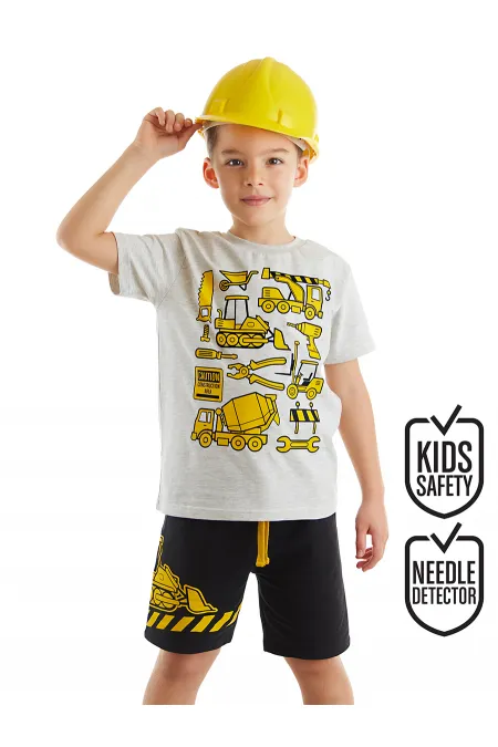 İnşaat Araçları Erkek Çocuk T-shirt Şort Takım