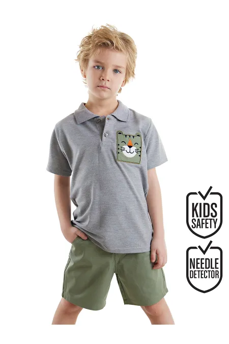 Kaplan Erkek Çocuk Polo Yaka T-shirt Şort Takım Kaplan Erkek Çocuk Polo Yaka T-shirt Şort Takım