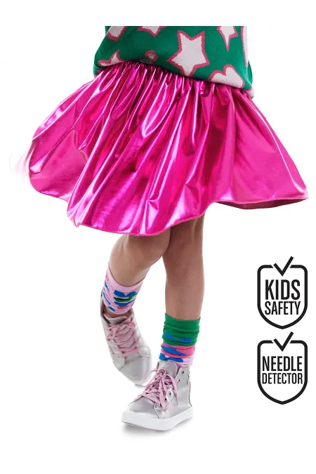 Girl's Dark Pink Metallic Shiny Skirt