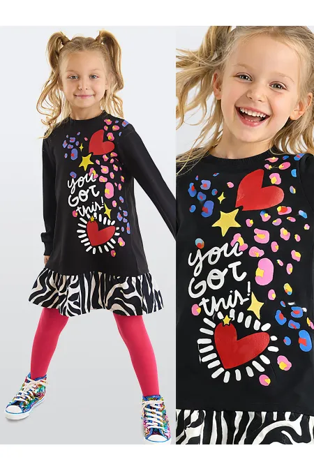 Robe de fille à motif zèbre et cœur