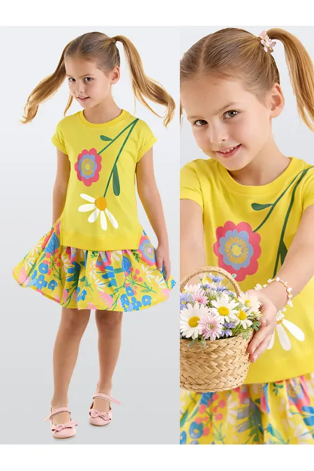 Robe de fille à fleurs jaunes