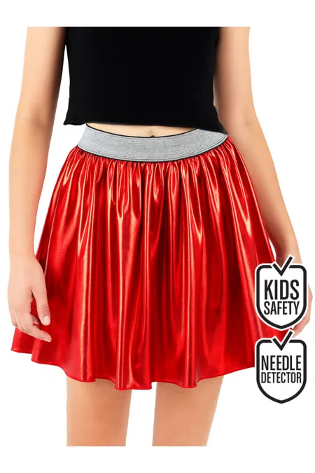 Girl's Red Metallic Shiny Skirt
