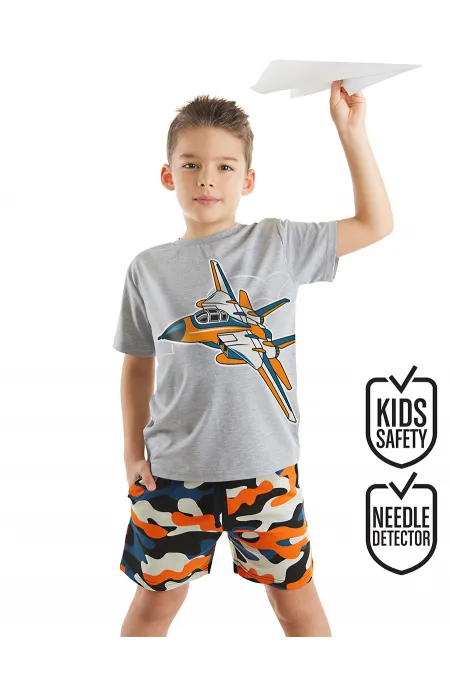 Uçak Erkek Çocuk T-shirt Kamuflaj Şort Takım
