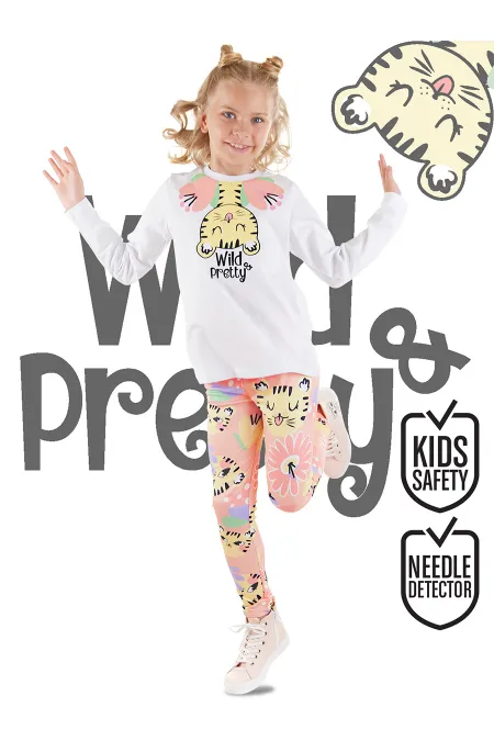 Süslü Leo Kız Çocuk T-Shirt Tayt Takım