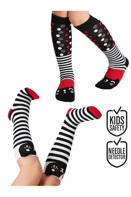Striped Cats Girls' Knee-High Socks, 2-Pack