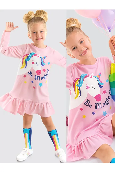 Unicorn Magic Kız Çocuk Pembe Elbise