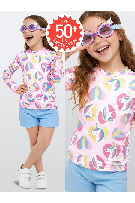 UV Korumalı Unicorn Kız Çocuk Mayo T-shirt
