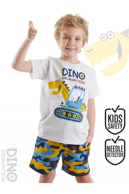 Dino Kazı Erkek Çocuk T-shirt Kamuflaj Şort Takım Dino Kazı Erkek Çocuk T-shirt Kamuflaj Şort Takım
