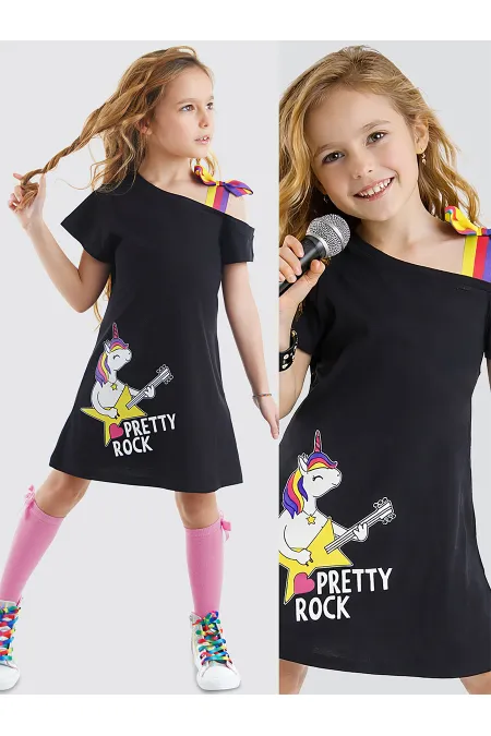 Robe noire de fille licorne rock