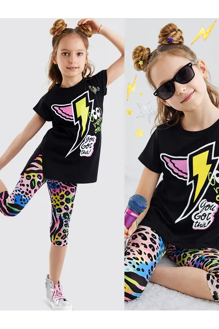 Ensemble tunique et legging pour filles Good Vibes