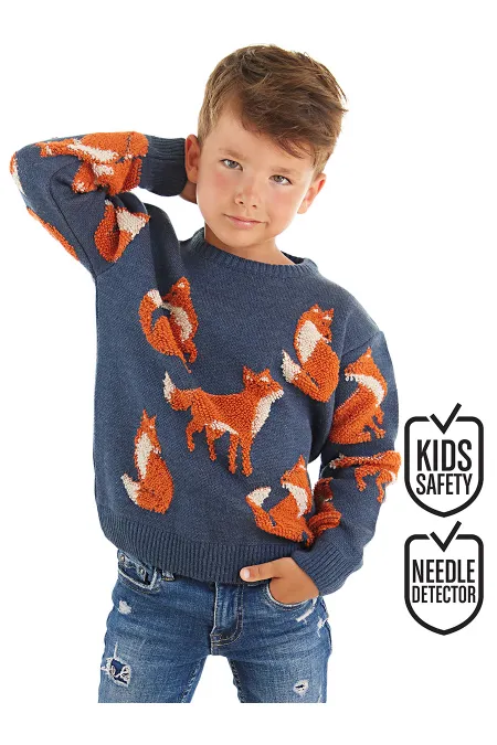 Fox Boys' Navy Blue Knitted Sweater