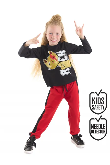 Rock Kedi Kız Çocuk Pantolon T-shirt Takım