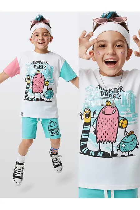 Monster Dudes Erkek Çocuk T-shirt Şort Takım