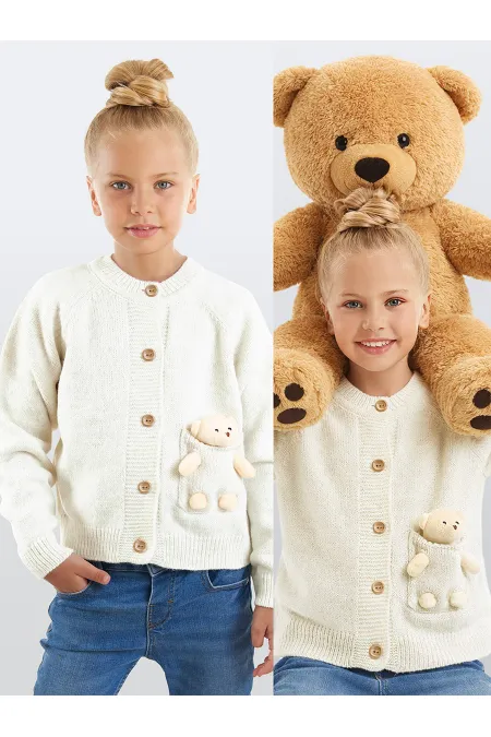Girl's Knitted Cardigan with Toys