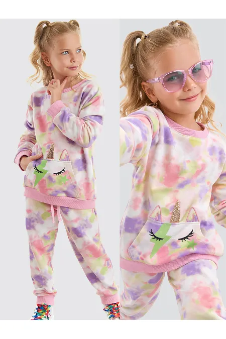 Ensemble de survêtement pour filles à motif licorne batik