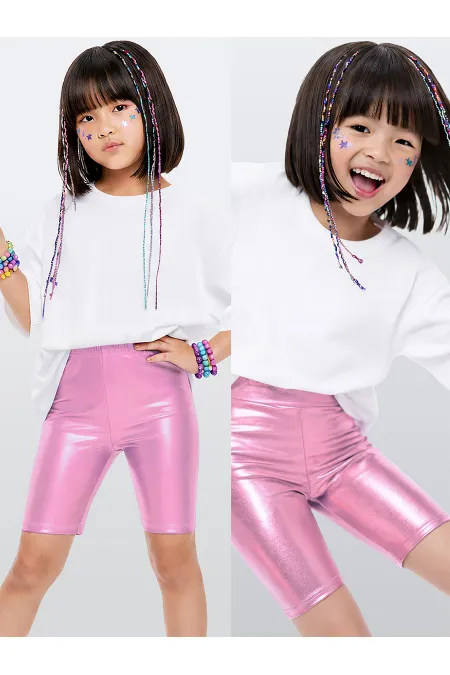 Leggings roses brillants montants jusqu'aux genoux pour filles