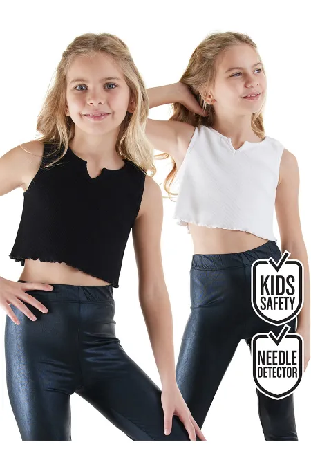 Girls' Black and White Crop Tank Top Set of 2