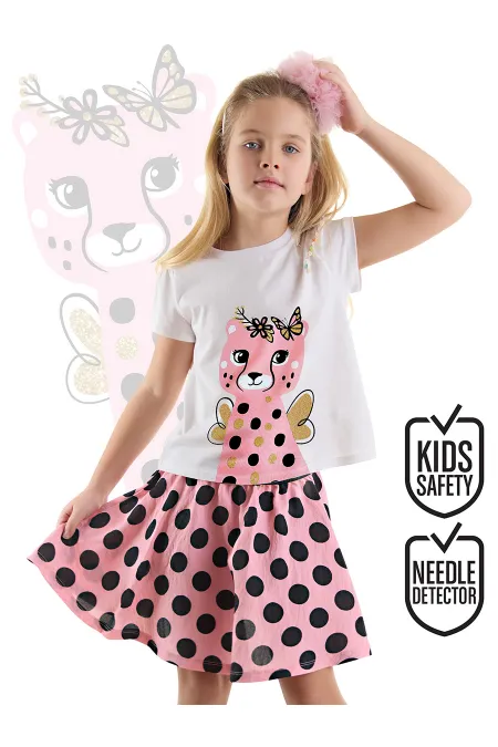 Çita Kız Çocuk T-shirt Pembe Etek Takım