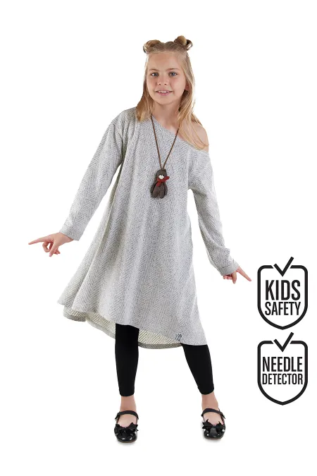 Robe asymétrique grise en maille pour fille