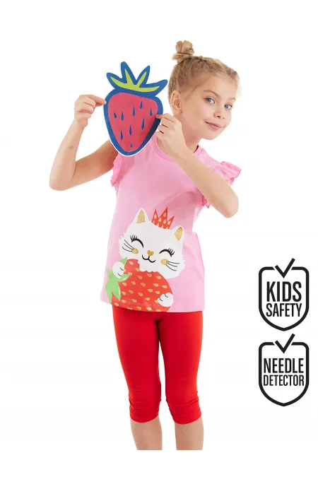 Çilek Kız Çocuk T-shirt Tayt Takım Çilek Kız Çocuk T-shirt Tayt Takım