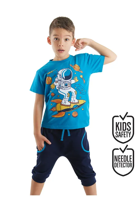 Astronot Erkek Çocuk T-shirt Kapri Şort Takım
