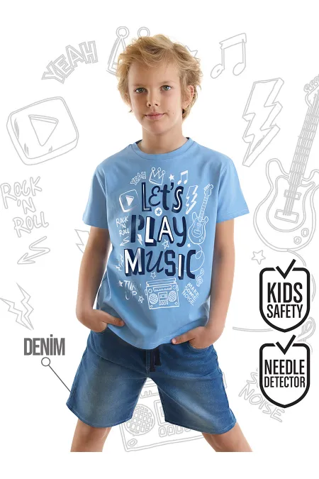 Let's Play Erkek Çocuk T-shirt Denim Şort Takım