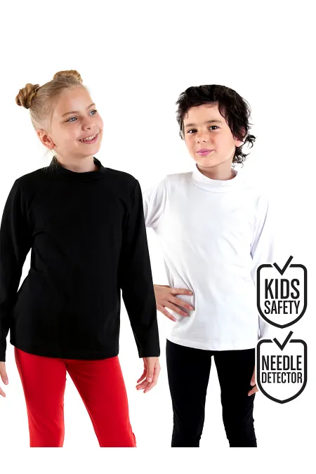 Black and White Unisex Kids' 2-Pack Turtleneck T-Shirt
