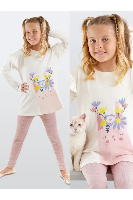 Floral Bunny Girl Velvet Leggings and Tunic Set