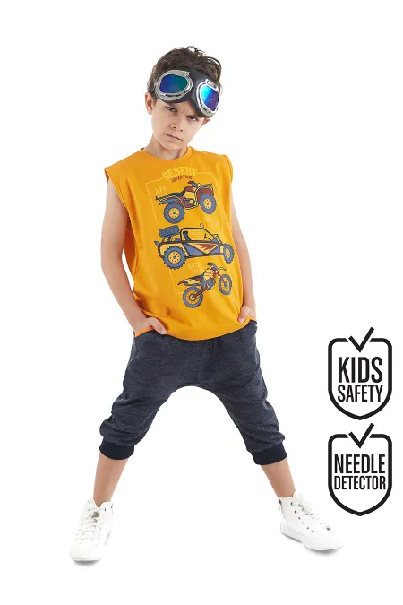 Motocross Erkek Çocuk T-shirt Kapri Şort Takım