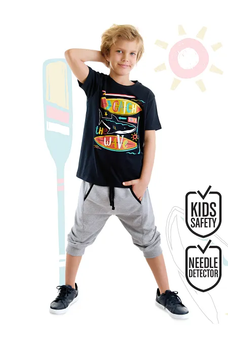 Catch Wave Erkek Çocuk T-shirt Kapri Şort Takım