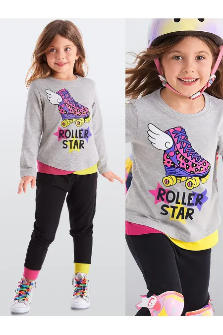 Roller Star Kız Çocuk T-shirt Pantolon Takımı