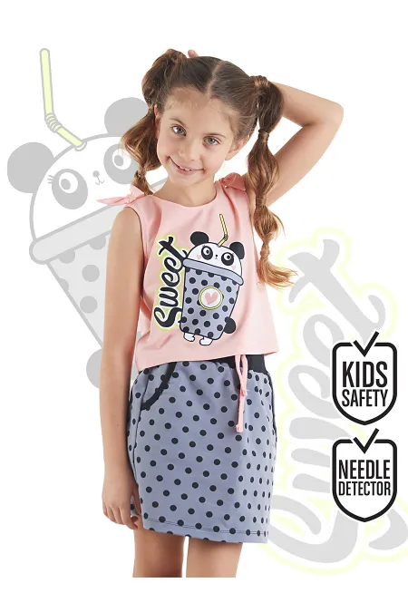 Panda Milkshake Kız Çocuk T-shirt Etek Takım