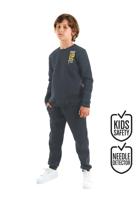 Ensemble de survêtement gris foncé uni pour garçon