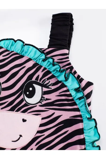 Zebra Ruffled Girl's Jumpsuit