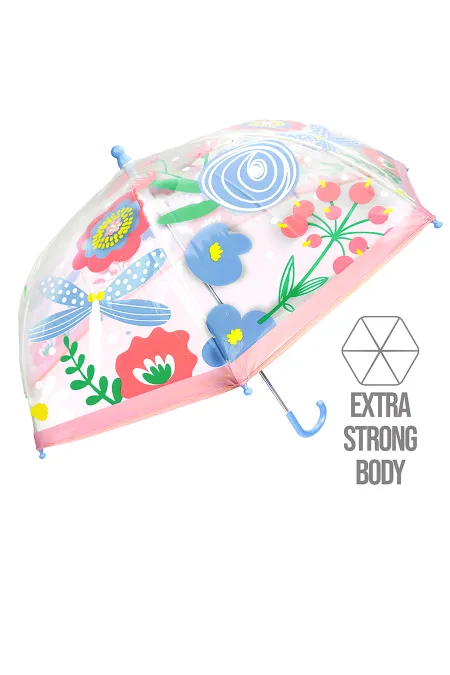 Floral Patterned Transparent Umbrella for Girls