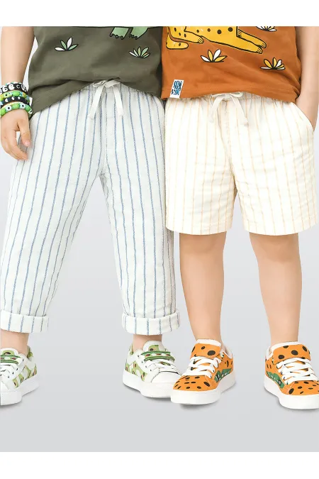Çizgili Dokuma Pantolon Şort 2'li Paket