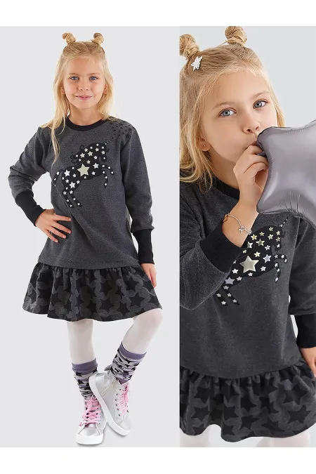 Robe fille Licorne Étoilée Anthracite