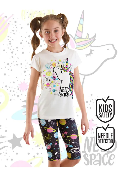 Uzayda Unicorn Kız Çocuk T-Shirt Tayt Takım