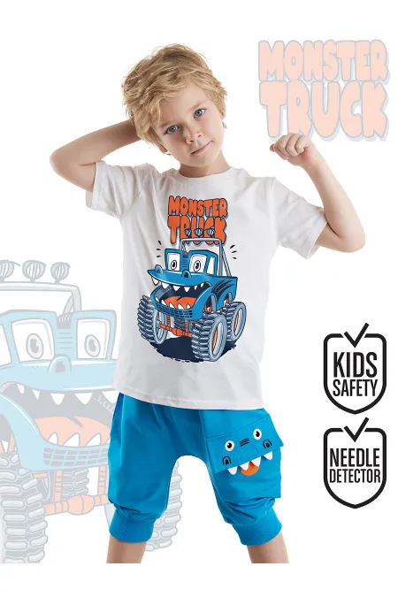 Monster Truck Erkek Çocuk T-shirt Kapri Şort Takım